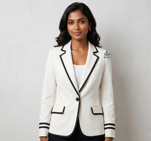 Blazer élégant de couleur unie pour femmes, idéal pour les occasions professionnelles, inspiré des fraternités et sororités grecques Delta Sigma et de la franc-maçonnerie. - Product Image 1