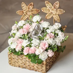 Joli panier à plantes en jacinthe d'eau fait main, pot de fleurs en osier, couvercle de pot décoratif pour intérieur et extérieur, pot de fleurs décoratif pour la maison et le jardin - Product Image 2