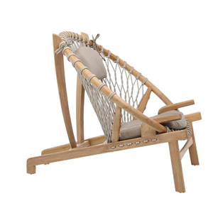 Silla de jardín de madera maciza de teca con cojín, muebles de exterior escandinavos, cómoda silla de salón con patas cónicas, duradera 1 - Product Image 5