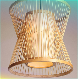 Lámpara Colgante Moderna de Bambú con Doble Cono, Acabado Natural, Lámpara LED para Restaurante, Comedor, Decoración del Hogar - Product Image 6