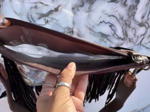 Bolso transparente con flecos occidentales, elegante bolso de cuero tallado a mano, bolsos de cuero multiusos para mujeres multiusos - Product Image 6