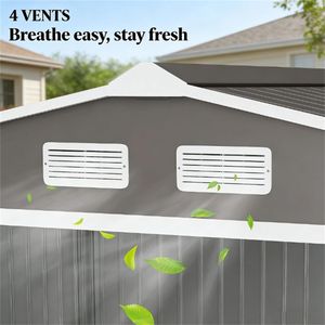 โรงเก็บของโลหะสีเทาอ่อนสำหรับจัดเก็บอุปกรณ์ทำสวนและใช้ในบ้าน - Product Image 2