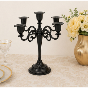 Wholesale 5 Arm <b>Black</b> Metal Candelabra Centerpiece Vintage <b>Candlestick</b> <b>Holder</b> for Wedding Event & Fine Dining Table Decor - Product Image 4
