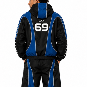 Survêtement en nylon personnalisé de haute qualité avec logo, ensemble de jogging pour homme, coupe-vent cargo zippé, vente en gros, ensemble de jogging imprimé, sweats à capuche USA - Product Image 2