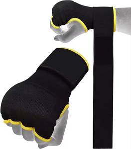 Gants de boxe en cuir avec logo personnalisé, rembourrés en gel, avec enroulement rapide et stabilité pour l'entraînement sportif - Product Image 1