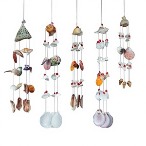 Carillon éolien artisanal en coquillages naturels écologiques, rideau perlé décoratif pour salon - Product Image 1