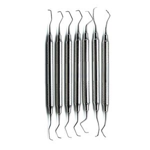 Juego de 7 piezas de raspadores dentales con mango hueco, instrumentos periodontales de acero inoxidable ligeros para uso profesional - Product Image 1