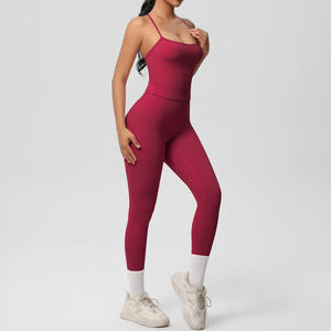 Nouvel ensemble de soutien-gorge de yoga haute performance et leggings de sport tendance avec logo personnalisé, ensemble d'entraînement taille haute pour femmes - Product Image 2