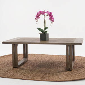 Custom-sized Modern Steinhafels Tate Solid Teak <b>Dining</b> <b>Table</b> with Unique Legs and <b>Rounded</b> Inner Corners - Product Image 2
