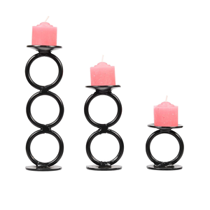 Support de bougie en fer forgé fait main et durable pour décoration intérieure - Ensemble portable de 3 bougeoirs à thé avec anneau métallique, idéal pour Pâques - Product Image 1