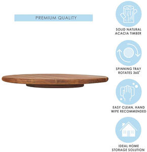 Round Wooden Serving <b>Plate</b> Natural Acacia Wood Handcrafted Single Tier Modern Rustic Kitchen Tableware Durable Storage Holder - Product Image 6