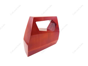 Handcrafted Angular Cutout Wooden Clutch <b>Bag</b> for <b>Women</b> Designer Evening Party Wedding Statement Hard Case Wooden Purse - Product Image 4