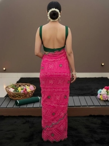 Sari de Georgette Bordado Estilo Bollywood KV con Blusa Sin Coser - Product Image 2