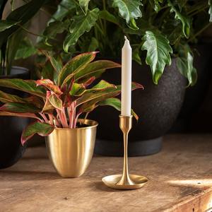 Porte-bougie conique moderne en métal doré avec plateau anti-goutte, élégant chandelier à tige fine, centre de table de luxe pour mariage, décoration de table - Product Image 5