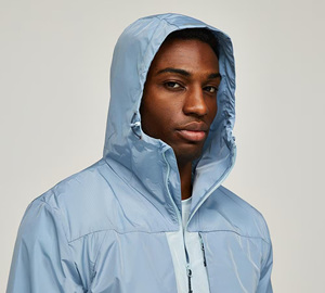 Men's Hooded Windbreaker Jacket Solid Color Zipper Closure Lightweight Polyester Spring Outdoor Wear Sporty Style - Product Image 5