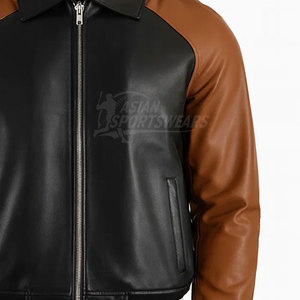 Chaquetas Varsity de Cuero para Uso Diario Informal, Corte Estándar, Cómodas, con Puños Acanalados - Product Image 6