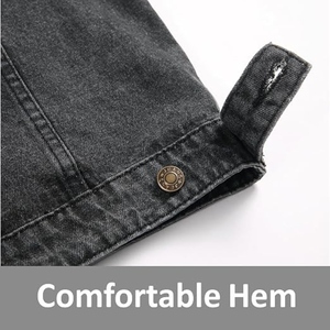 Men's <b>Black</b> 100% Cotton Denim <b>Vest</b> Sleeveless Stand Collar Casual Plus Size Washed Frayed Edge High Street Outerwear Summer - Product Image 3