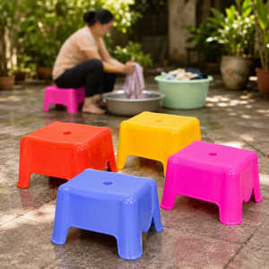 Heavy Duty Eco-Friendly Plastic Foot <b>Stool</b> Stackable Modern Ottoman Durable Portable Seat <b>Storage</b> Bedroom Warehouse Home Living - Product Image 4