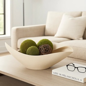 ชามเซรามิกมินิมอล งานแฮนด์เมด ขัดเงา สีเบจ ภาชนะตกแต่งสำหรับตกแต่งบ้าน - Product Image 3
