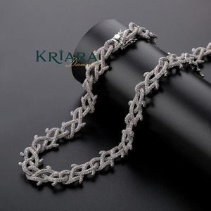 Collier chaîne à maillons en moissanite plaqué or S925, taille brillant rond, micro-pavé, bijou statement unisexe pour usage quotidien - Product Image 5
