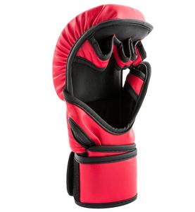 Professional MMA Training Half-Finger Grappling Gloves Customized Real Leather Blue <b>Black</b> Protective Waterproof Adjustable Wrist - Product Image 4
