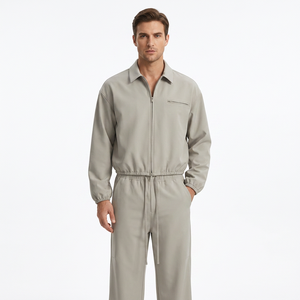 Ensemble veste zippée et pantalon de survêtement large en toile urbaine premium 2026 – Vente en gros - Product Image 2
