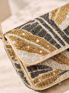 Bolso de noche con solapa y cuentas, hecho a mano, elegante, para fiesta, boda, banquete - Product Image 5