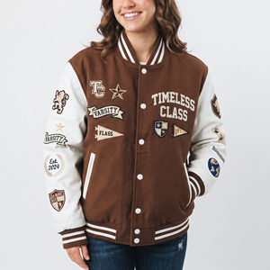 Chaquetas Varsity de Béisbol para Mujer con Cuerpo de Lana, Mangas de Piel de Oveja, Relleno de Algodón, Transpirables y de Secado Rápido - Product Image 1