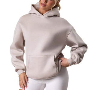 Sweat à capuche oversize personnalisé pour femme, couleur unie, en molleton de coton épais et respirant - Product Image 4