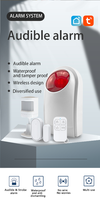 Smartrol 110dB Nirkabel Portabel ABS Tuya App Kontrol Sensor Gerak PIR Suara Lampu Alarm Keamanan Anti Maling Sistem Siren Kit