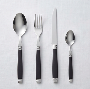 Ensemble de couverts jetables en acier inoxydable noir et argent, élégants, couteau, fourchette, cuillère, pour la maison, les restaurants, les hôtels, les événements - Product Image 1