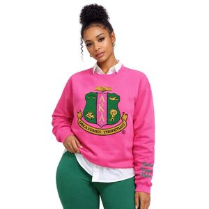 Sudadera de chenilla AKA Shield, jersey de cuello redondo, manga larga, forro polar suave, ropa informal de moda para mujer, estilo hermandad. - Product Image 1