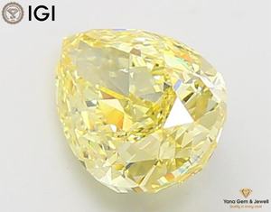 Diamant de 2,00 carats avec certificat IGI, cultivé en laboratoire CVD, taille poire, clarté VVS2, couleur jaune vif fantaisie, pour centre de bague - Product Image 6