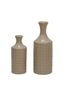 Modern Stainless Steel Flower Vase Set Textured <b>Grid</b> Design Home Decor Table Centerpiece Living Room Display Set 2 - Product Image 5