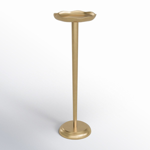 Table d'appoint ronde à plateau en bois, base incurvée en fer forgé, style Florentine doré, style côtier glamour, transitionnel - Product Image 4