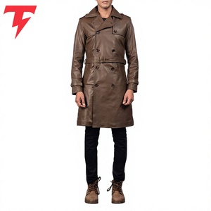 Venta Directa de Fábrica, Precio al por Mayor, Abrigo de Hombre de Cuero Genuino, Doble Botonadura, Impermeable, Transpirable y Ajustable, Nueva Llegada - Product Image 1