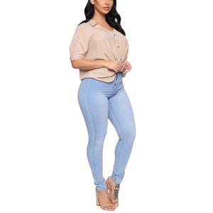 Mejor Precio: Jeans de Mezclilla Elásticos de Cintura Alta, Corte Recto y Ajustado para Mujeres de Tallas Grandes, Sexy y Casuales, 100% de Alta Calidad - Product Image 6