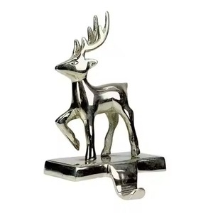 Support de chaussettes de Noël en aluminium doré jaune moderne en forme de cerf/renne pour cheminée, décoration d'intérieur, vente en gros - Product Image 5