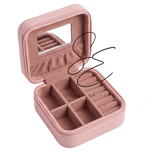 Western Girls Travel Jewelry Box Cute <b>Small</b> Tooled Leather Portable Zipper Jewelry Organizer Case with <b>Mirror</b> Pink Velvet Case - Product Image 6