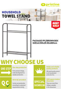 Porte-serviettes sur pied en métal chromé à 2 barres, style moderne, pour salle de bain, vente en gros OEM, directement de Taïwan, pour la maison et le bricolage (DIY) - eBay - Product Image 3