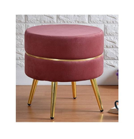 Pouf ottoman rond moderne avec pieds en acier inoxydable, de haute qualité, pour la maison et l'hôtel, décoration de style farmhouse, plaqué or, nouvelle arrivée