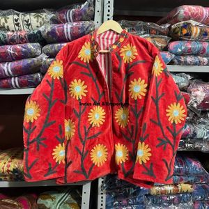 Indian Handmade Suzani Cotton Jacket Hand Embroidered Short Jacket Unisex Coat Handmade Suzani Short Jacket - Product Image 3