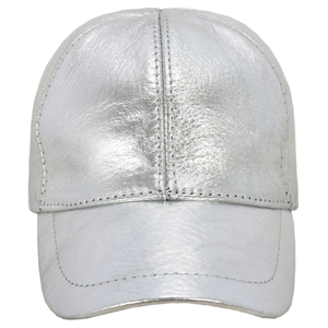 Custom Metallic Silver Genuine Napa Leather Baseball Cap Unisex Real Leather Sports Cap Adjustable Leather Dad Hat Wholesale - Product Image 1