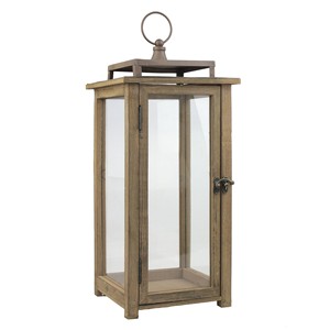 Portavelas de madera de teca artesanal Aqdus Saleem con chimenea de vidrio TK-LAN20 Venta al por mayor India - Product Image 5