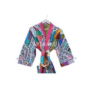 Chaqueta Larga de Trabajo para Mujer, Manga Larga, Elegante, Casual, Invierno, Estilo Vintage Kantha, de Secado Rápido, Bata para Dormir - Product Image 4