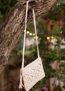 Bolso de Mano de Macramé de Algodón Hecho a Mano para Mujer, Bolso de Hombro Tejido, Diseño Calado, Bolso de Playa, Elegante Bolso de Compras Blanco - Product Image 2
