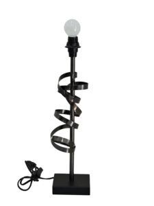 Base de lampe de table industrielle moderne en aluminium noir - Support de lampe de bureau en métal à ruban spiralé pour la décoration du salon et du bureau - Product Image 2