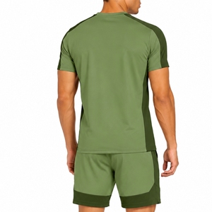 Ensemble t-shirt et short décontractés pour hommes, col rond, séchage rapide, imprimé lettres, vêtements de sport d'été, t-shirt léger, short décontracté pour hommes - Product Image 2