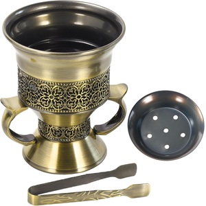 Brûleur d'encens élégant en laiton antique Kraft World avec motif filigrané orné et deux poignées - Product Image 3