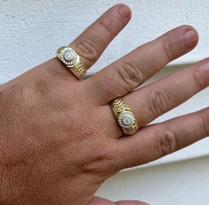 Hip Hop Men's Moissanite Cluster <b>Ring</b> 14k Gold Sterling <b>Silver</b> <b>Pinky</b> Bling Statement Minimalist Jewelry 0.60CT Total Carat - Product Image 3